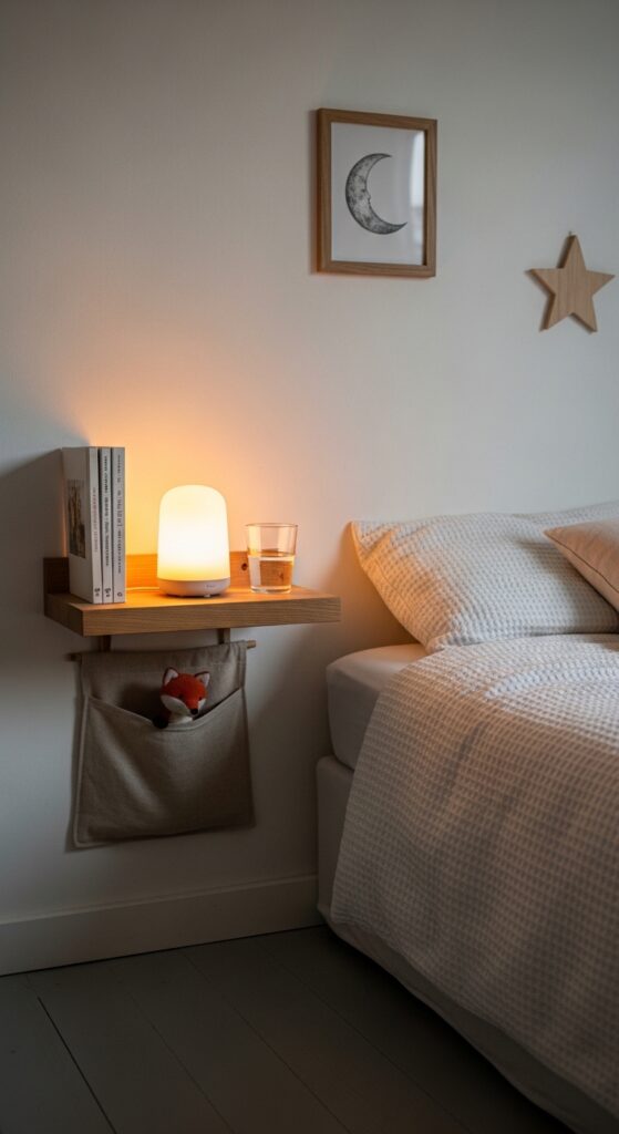 Floating Nightstand Shelf to Save Floor Space