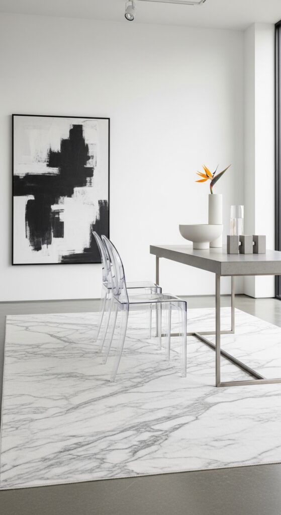 Natural Stone-Look Printed Rug for Modern Minimalism