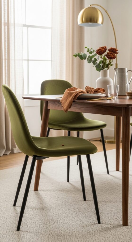 Olive Green Velvet Upholstered Chairs