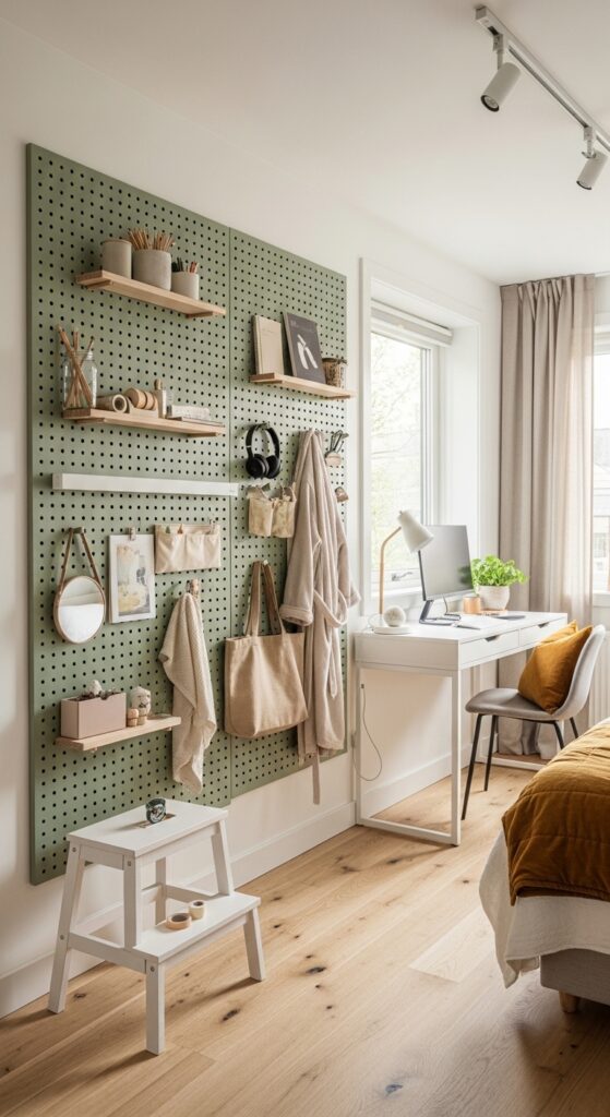 Pegboard Wall System for Flexible Organization