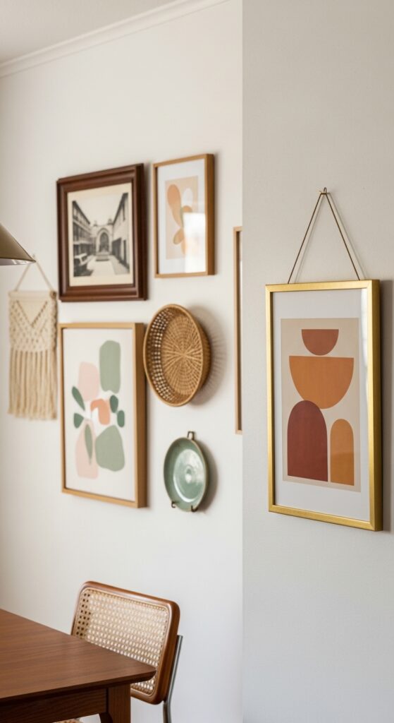 Asymmetrical Gallery Wall Beside the Table