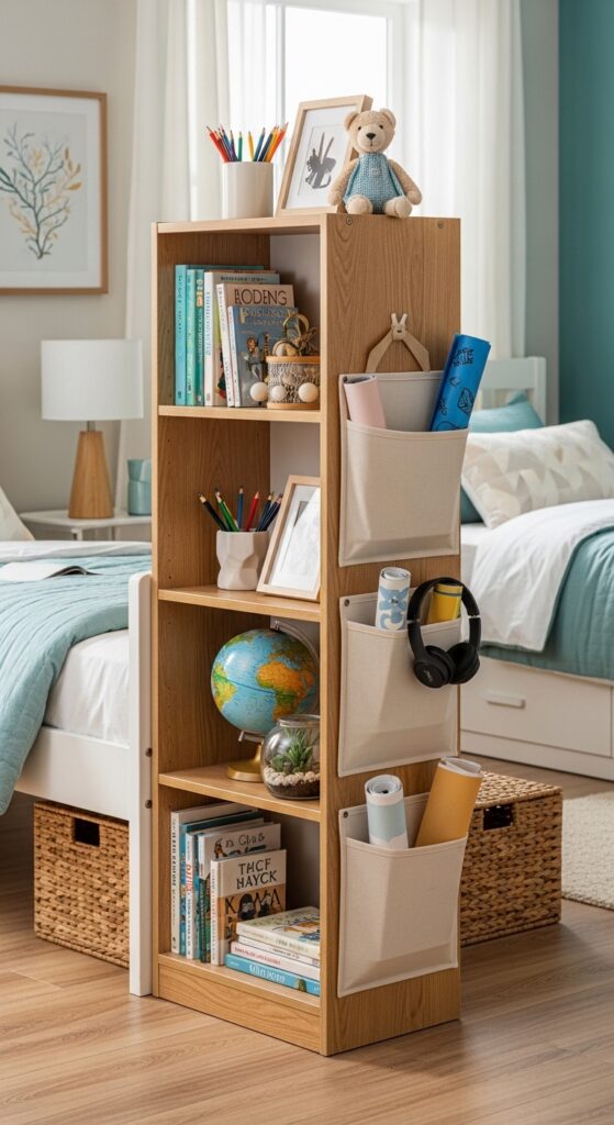 Bookshelf as Room Divider with Back Storage