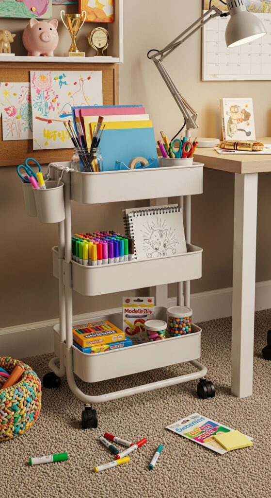Rolling Cart for Craft and Homework Supplies