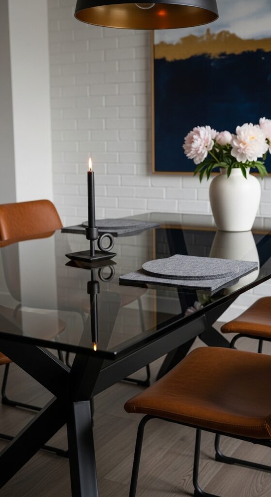 Smoked Glass Dining Table for Moody Drama