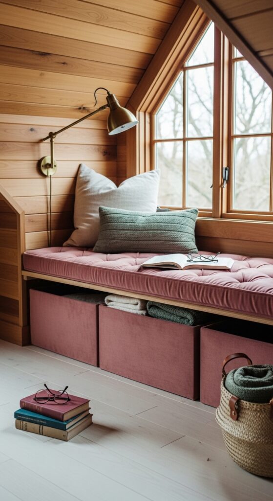 Cozy Reading Nook With Built-In Window Seat Storage
