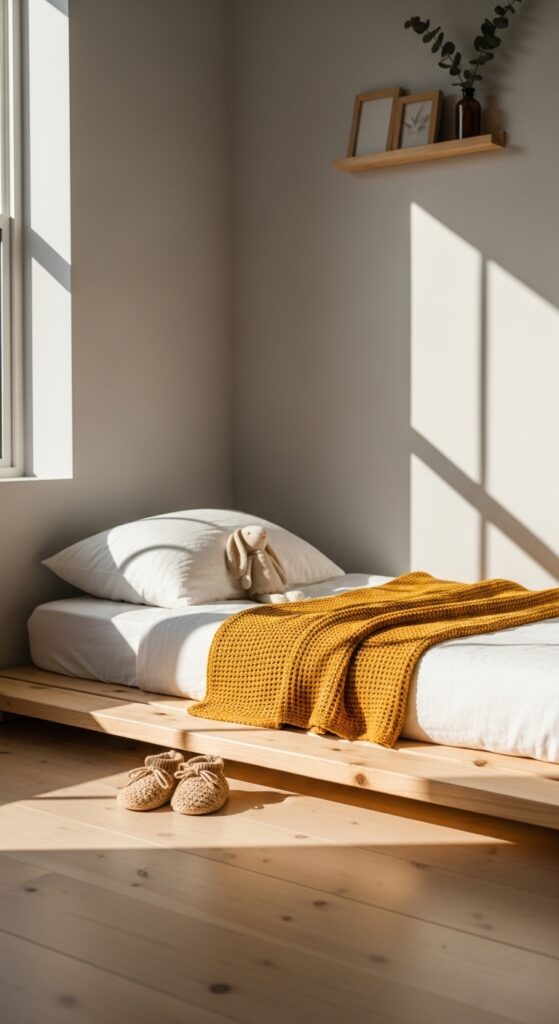 Floor Bed on a Low Wooden Platform