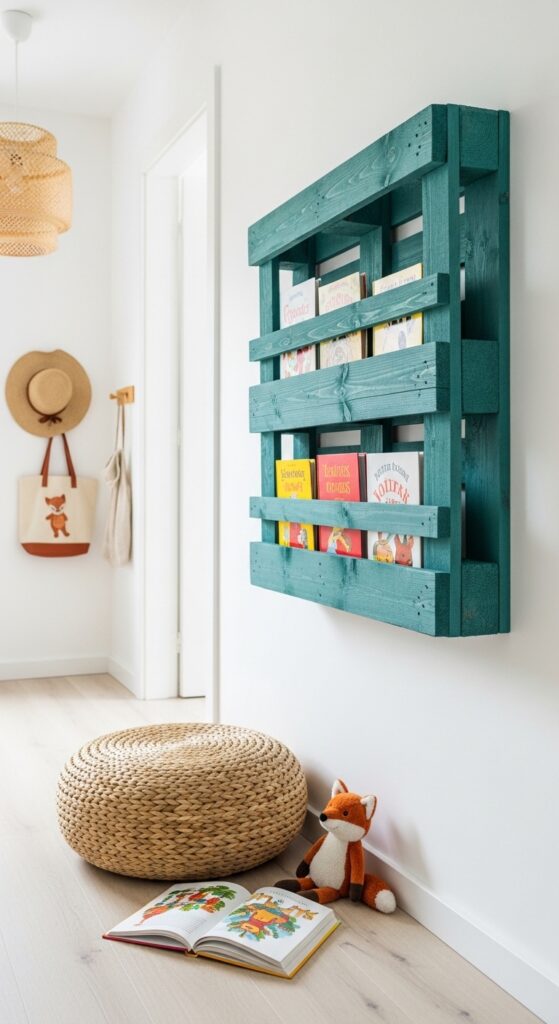 Pallet Bookshelf with Forward-Facing Display