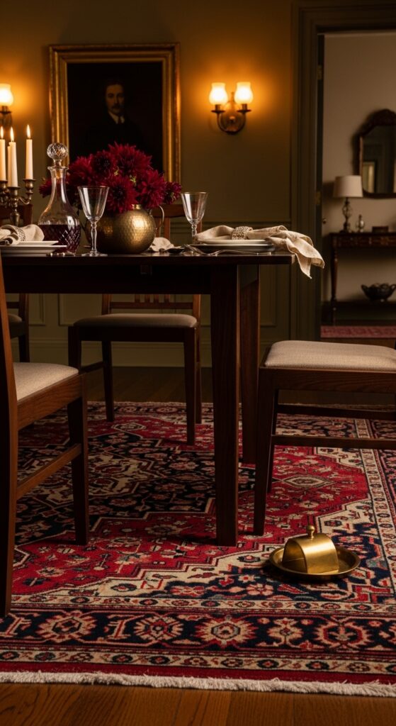 Persian-Inspired Vintage Rug with Rich Reds