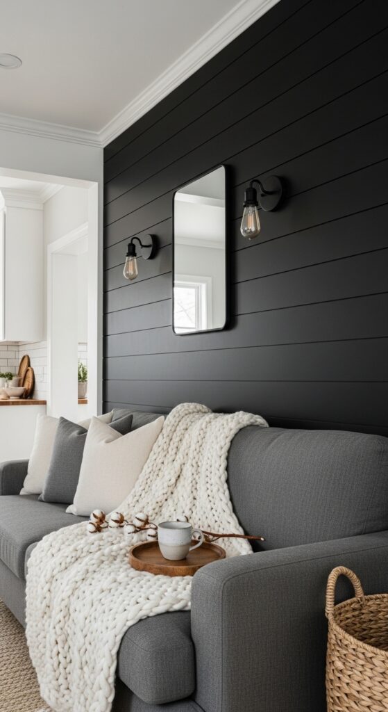 Black Shiplap Walls for Modern Farmhouse Edge