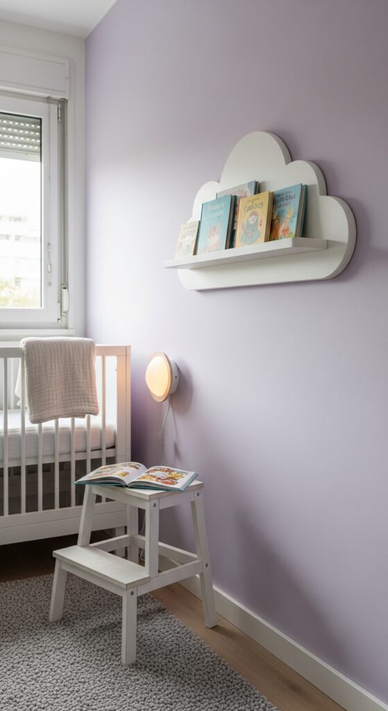 Cloud-Shaped Floating Bookshelf with Hidden Brackets
