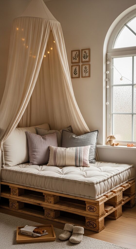 DIY Pallet Daybed for a Cozy Reading Nook