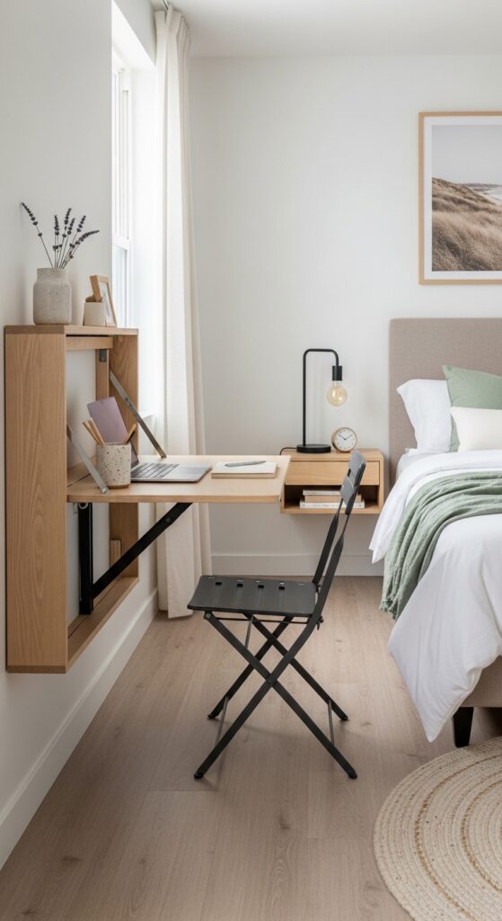 Floating Desk That Folds Against the Wall
