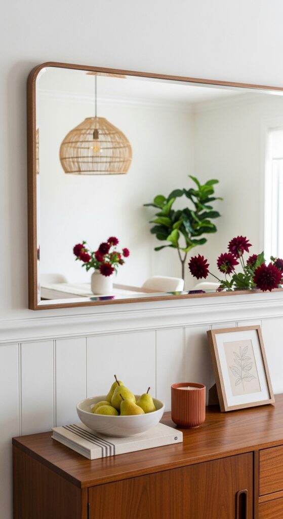 Horizontal Rectangular Mirror Above a Sideboard