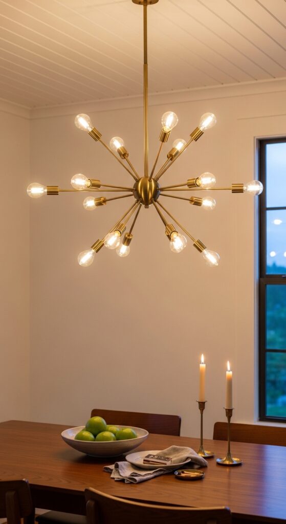 Sputnik Chandelier Over the Dining Table