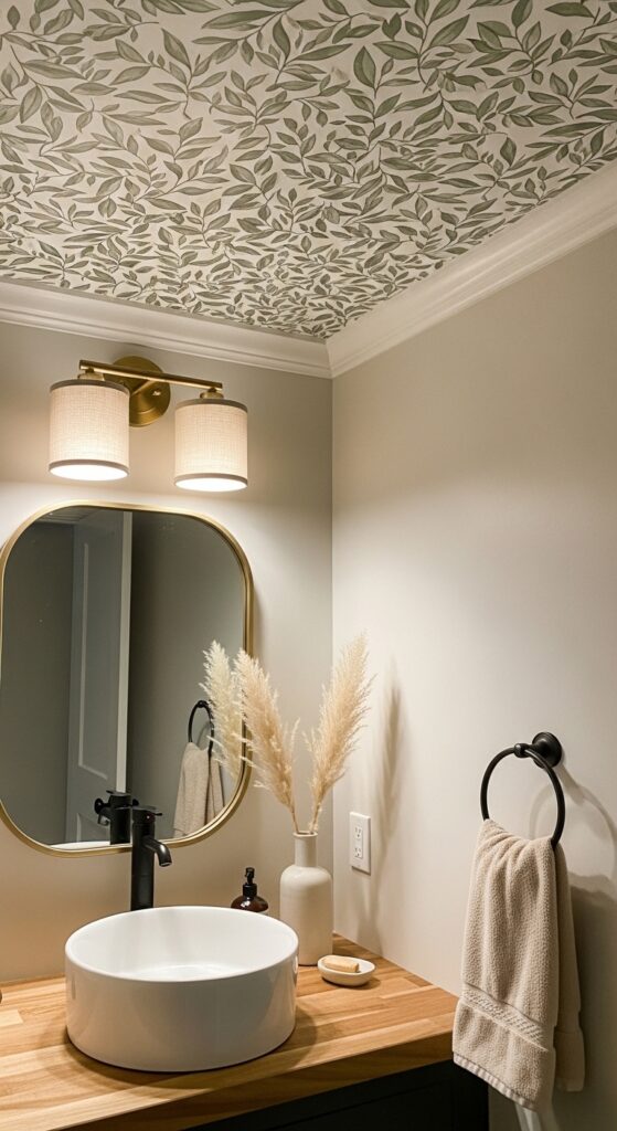 Peel-and-Stick Wallpaper on the Ceiling