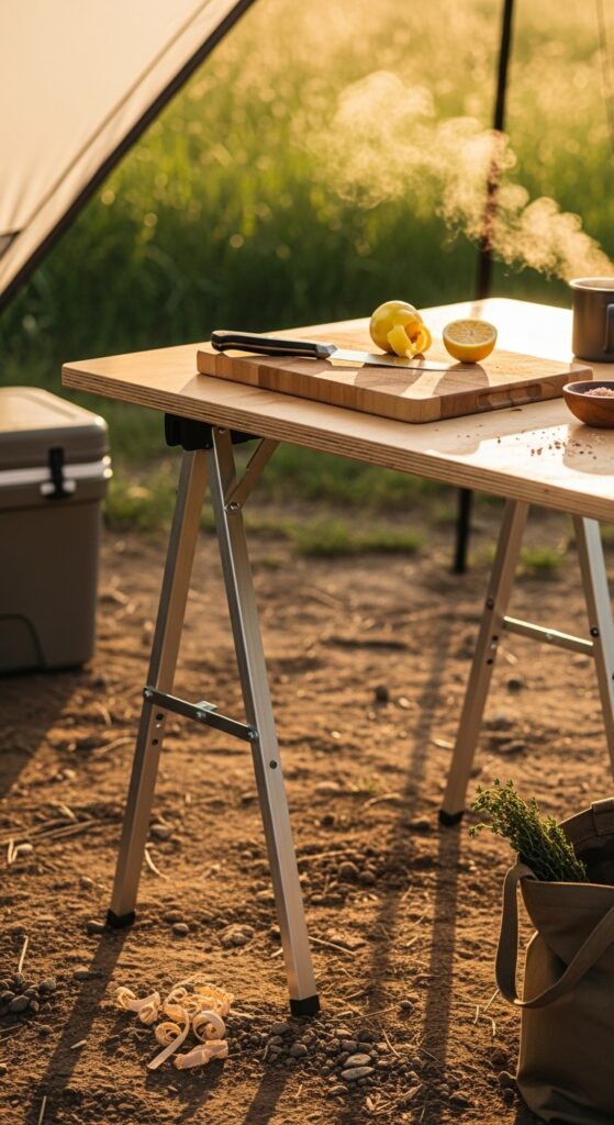 Collapsible Sawhorse Prep Table