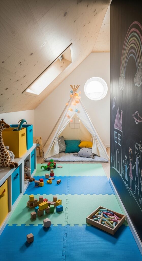 Kids' Playroom Adventure Space With Chalkboard Walls