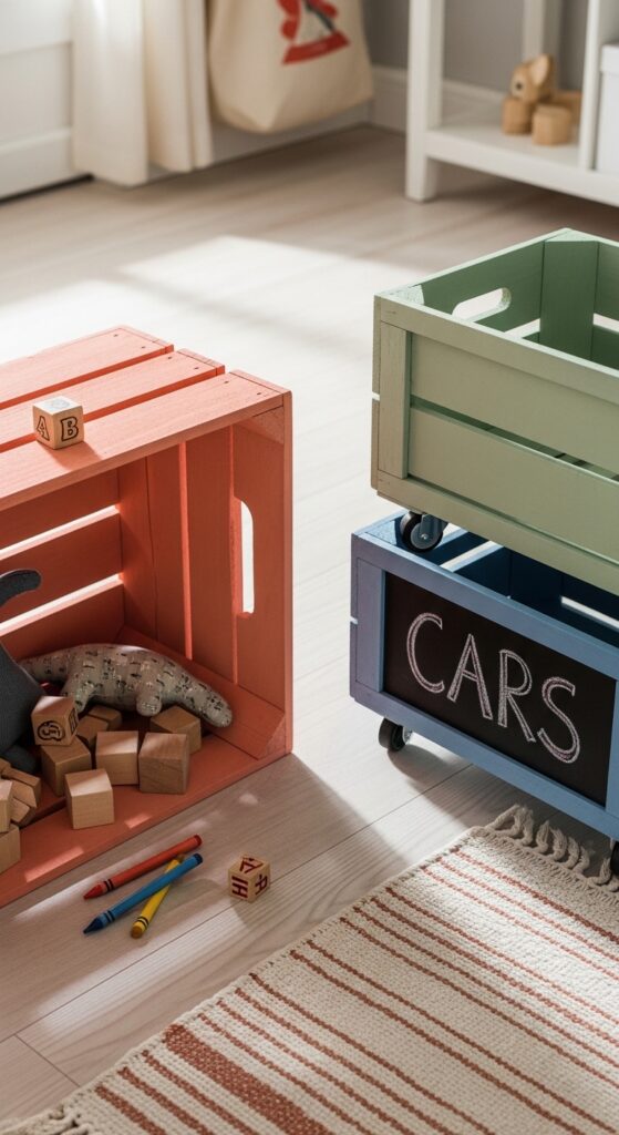 Painted Pallet Toy Storage Crates