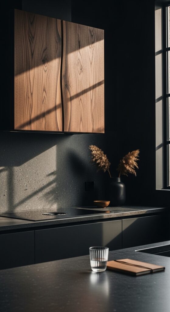 Black Walnut Waterfall Hood With Bookmatched Panels