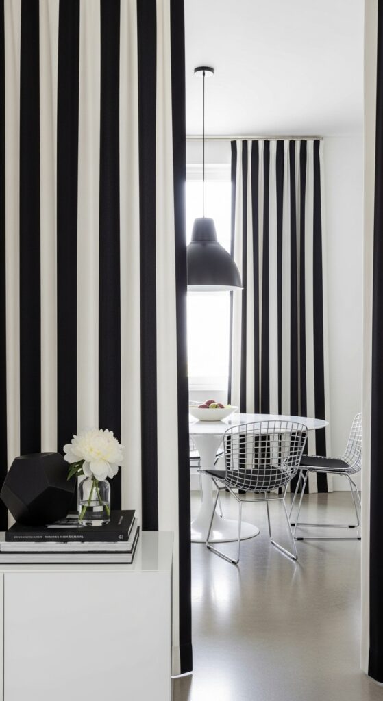 Bold Black-and-White Striped Curtains for a Modern Edge