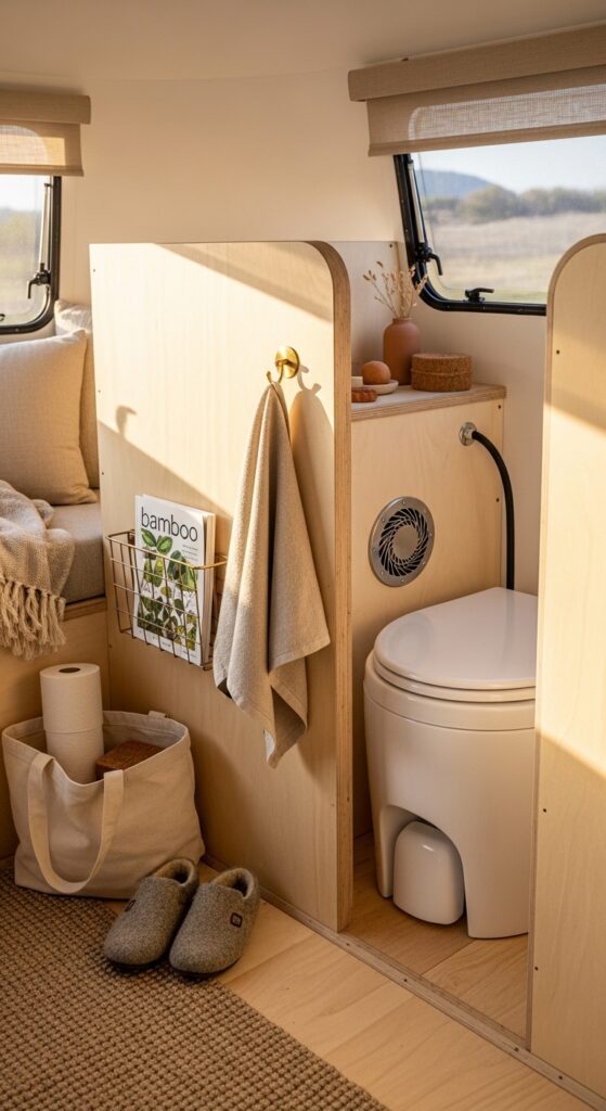 Composting Toilet Nook With Exhaust Fan Vent