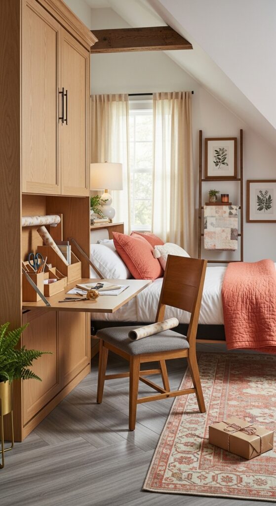 Guest Bedroom With Murphy Bed And Desk Combo