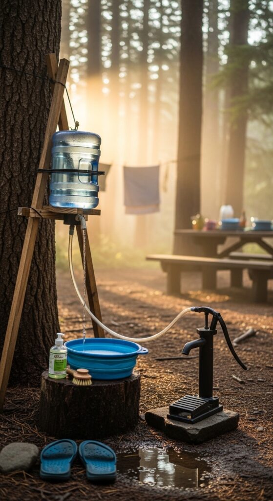 Hanging Wash Station with Foot Pump