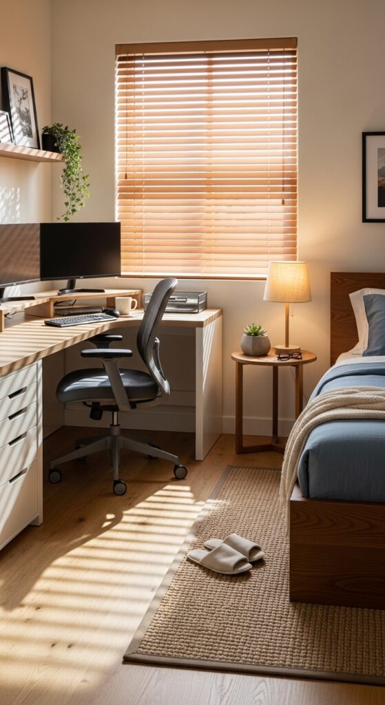 Twin XL Bed with Desk on Opposite Wall