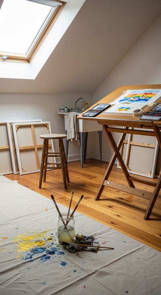 Art Studio With North-Facing Skylight And Utility Sink