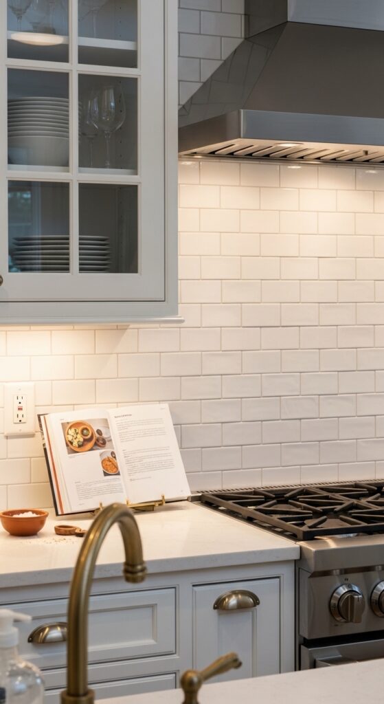 Beveled White Tile for Subtle Dimension