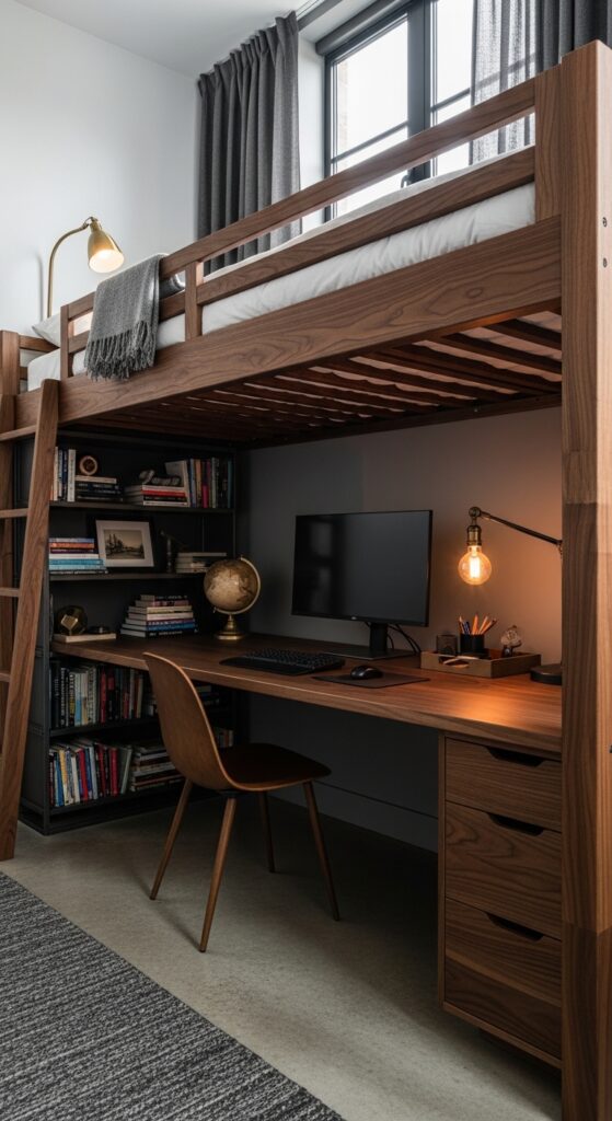 Loft Bed with Complete Office Setup Below