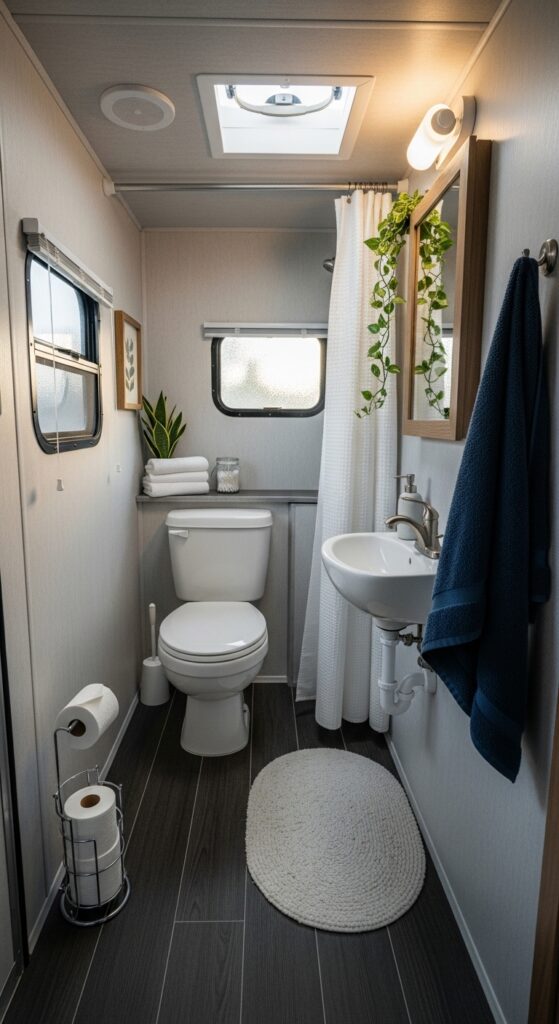 Narrow Galley-Style Bathroom Along One Wall