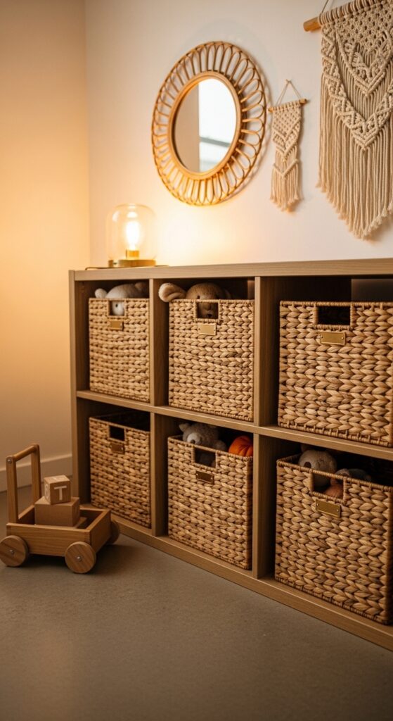 Single-Color Toy Storage in Woven Baskets