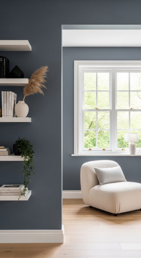 Slate Gray Paint with White Trim for Crisp Contrast