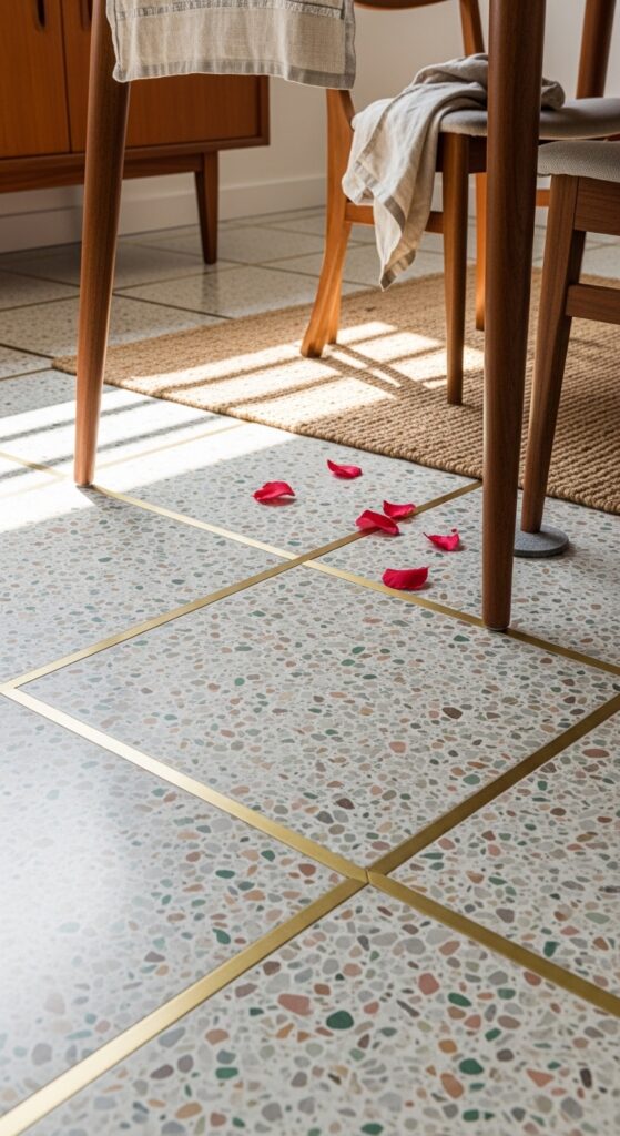 Terrazzo Flooring with Brass Inlays