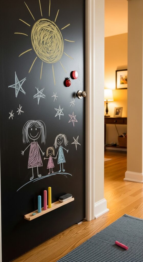 Chalkboard-Painted Closet Door for Daily Doodles