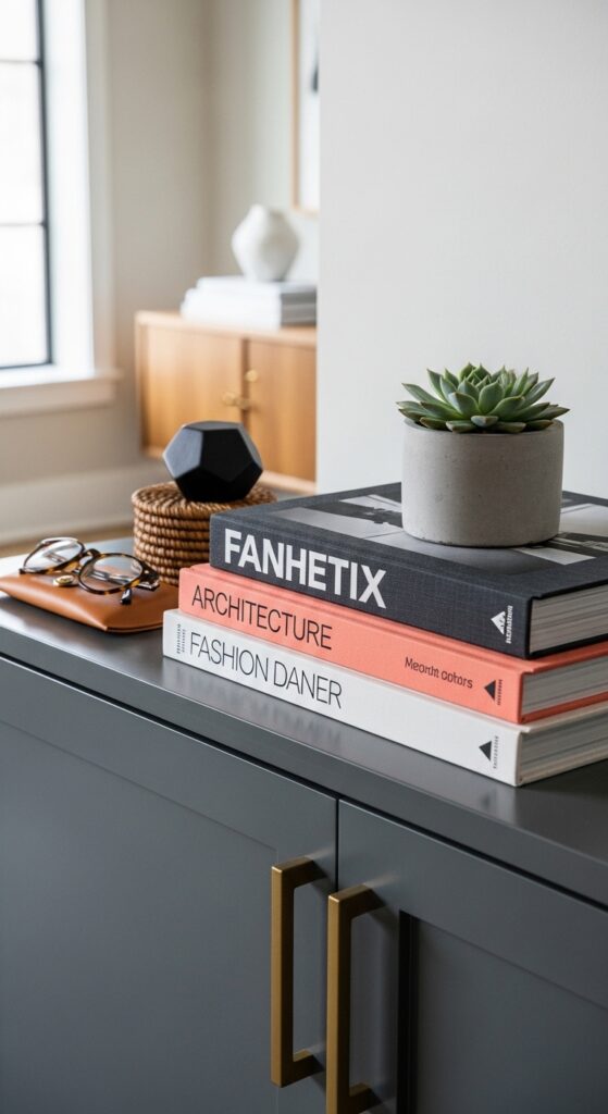 Oversized Art Books As Horizontal Anchors