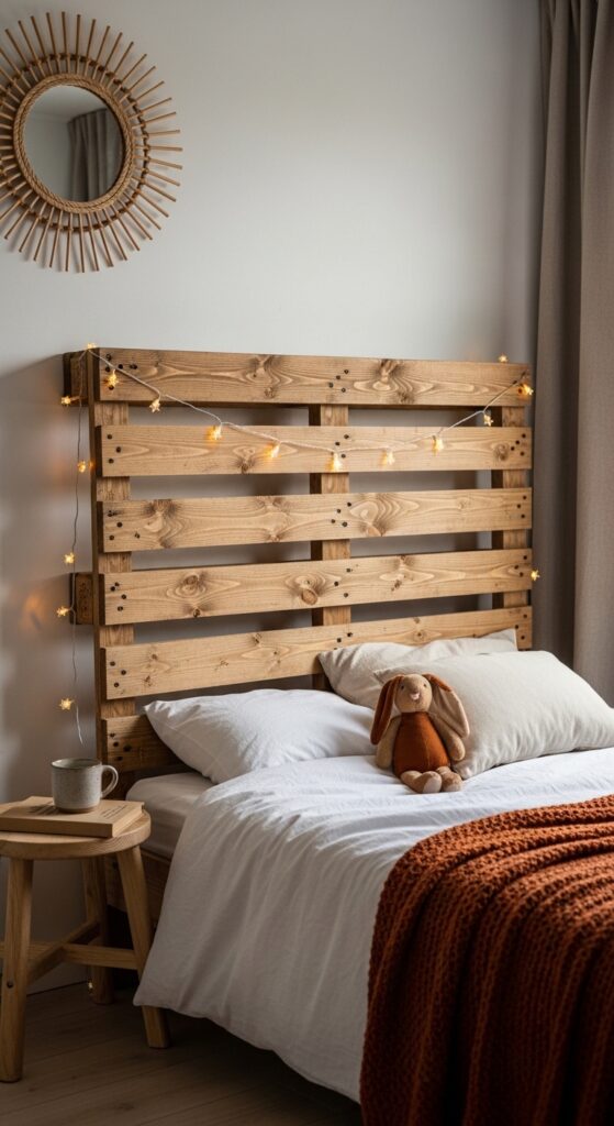 Pallet Headboard with Built-In Night Light