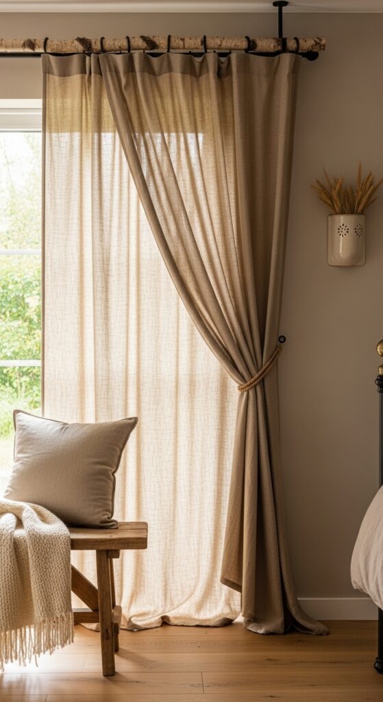 Soft Linen Curtains in Earthy Neutral Tones