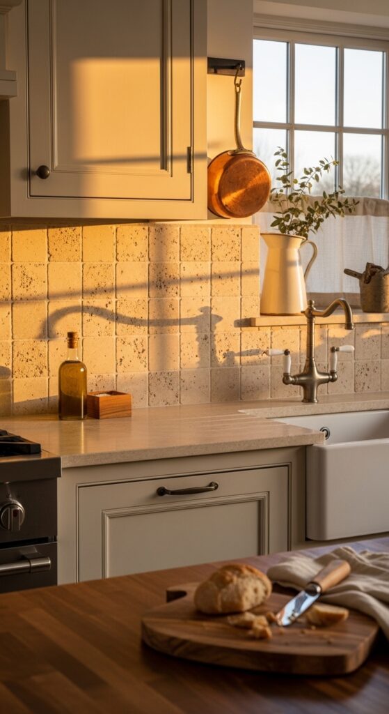 Travertine Tile in Warm Beige
