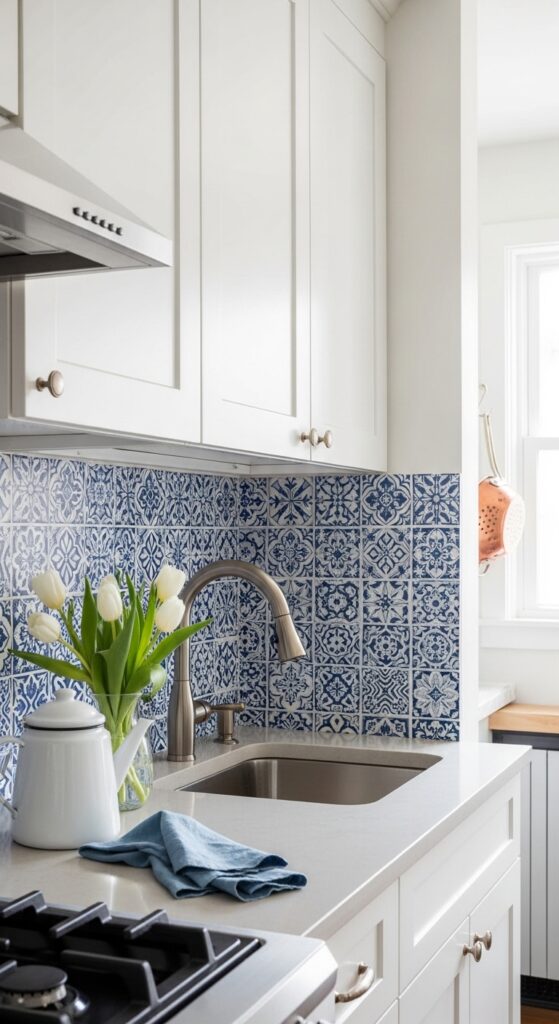 Vinyl Wallpaper with a Tile Print Pattern