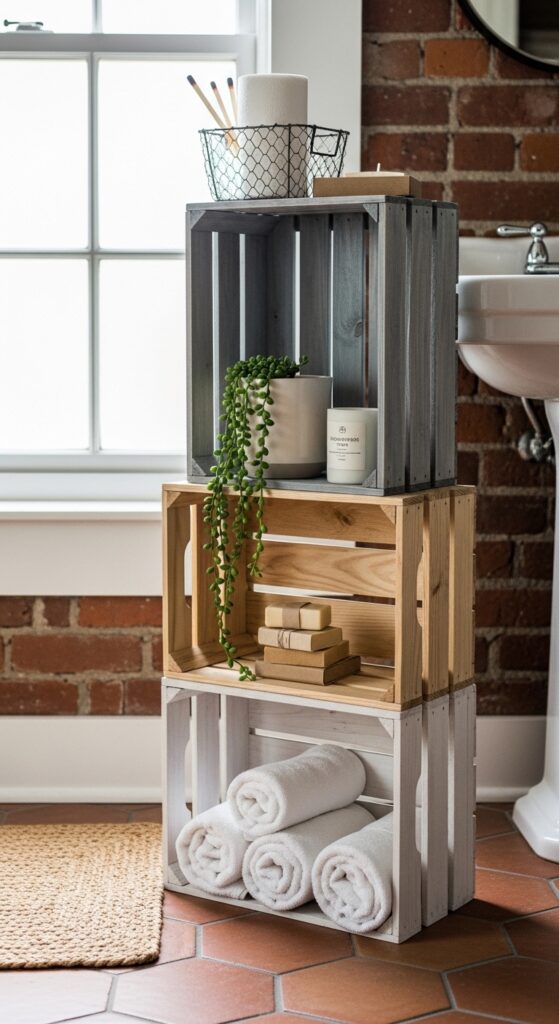 Wooden Crate Shelf Tower