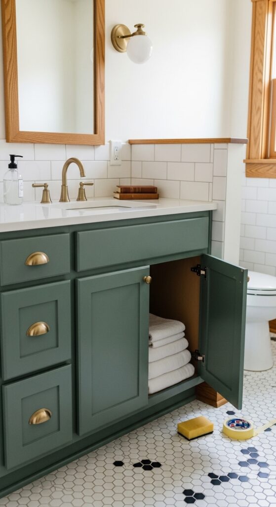 Painted Bathroom Cabinet Refresh