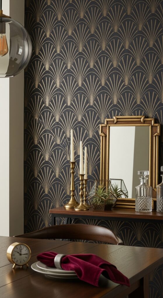 Art Deco Wallpaper on a Single Accent Wall