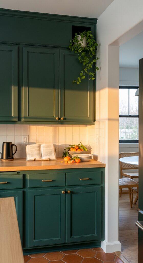 Bold Color Drenching on a Single Cabinet Wall