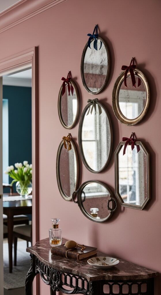 Mirrored Tray Collection Arranged on the Wall