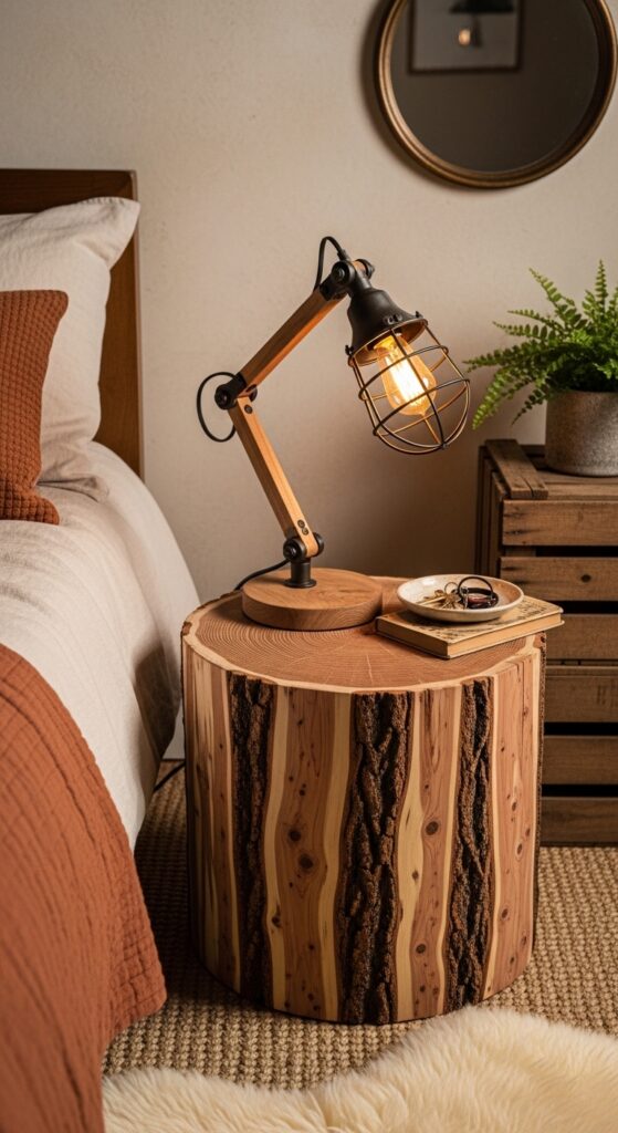 Nightstands Made from Tree Stumps or Reclaimed Crates