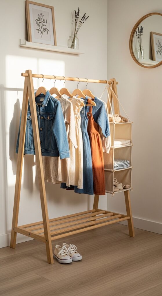Open Clothing Rack Instead of a Bulky Wardrobe