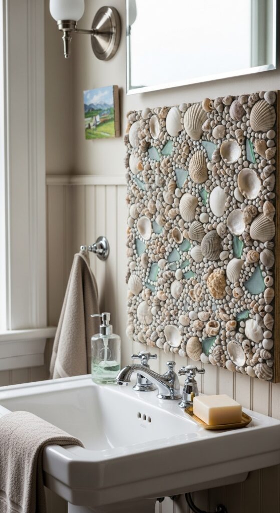 Seashell Mosaic Backsplash Panel