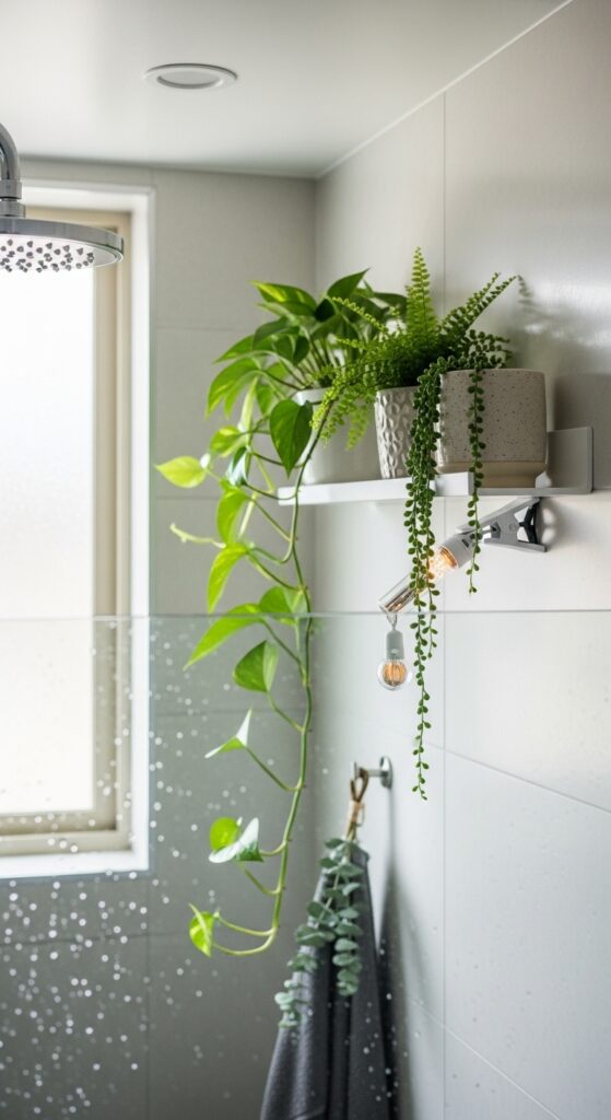Fresh Greenery Shelf with Trailing Plants